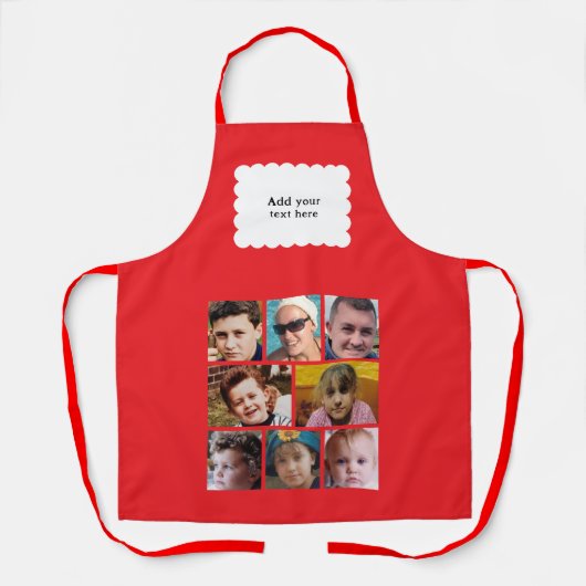 Custom text 8 photos white red schürze (Vorderseite)