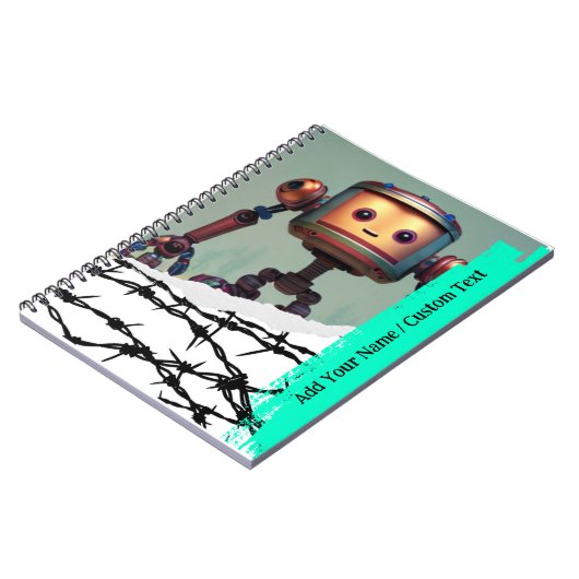 CUSTOM TEXT - Ai Image - Niedliches Roboter-Notebo Notizblock (Linke Seite)