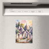 Custom Text Alberobello Italy Trulli Watercolor Magnet (In Situ (Geschirrspüler))