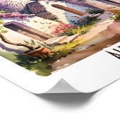 Custom Text Alberobello Italy Trulli Watercolor Poster (Ecke)