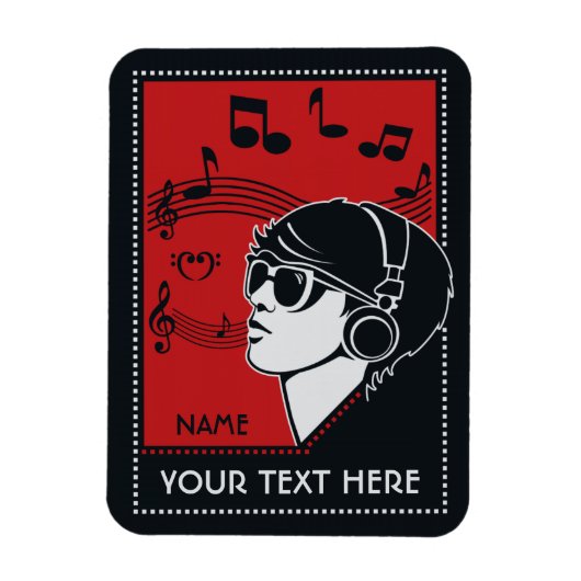 Custom Text Art Deco Music Magnet (Vertikal)