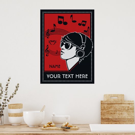 Custom Text Art Deco Music Poster (Küche)