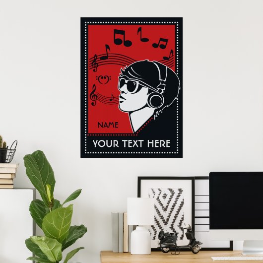 Custom Text Art Deco Music Poster (Heimbüro)