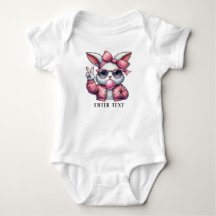 Custom Text Baby Girl Bunny Blows Blase