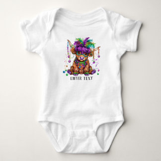 Custom Text Baby Girl Niedlich Mardi Gras Highland Strampler