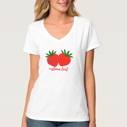 Custom Text Baby T-Shirt, Frauen Strawberry Graphi T-Shirt (Vorderseite)
