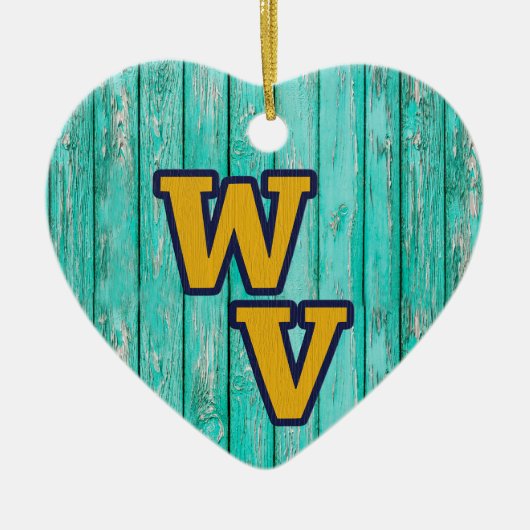 Custom Text/ Bauernhof Rustikales Holz West Virgin Keramik Ornament (Vorne)