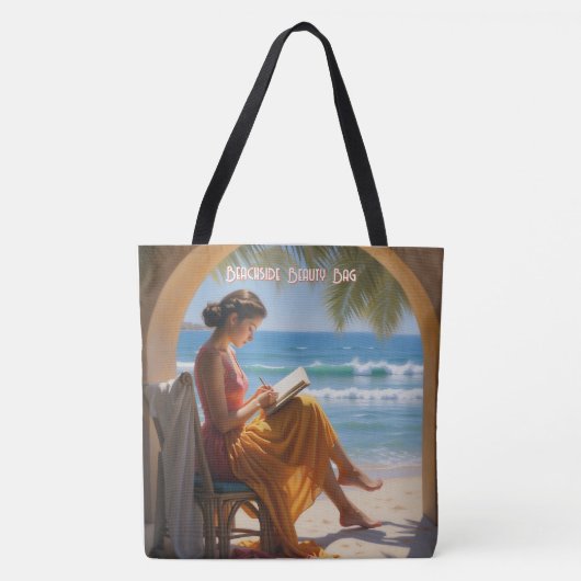 Custom Text Beachside Beauty Toag Tasche (Vorderseite)