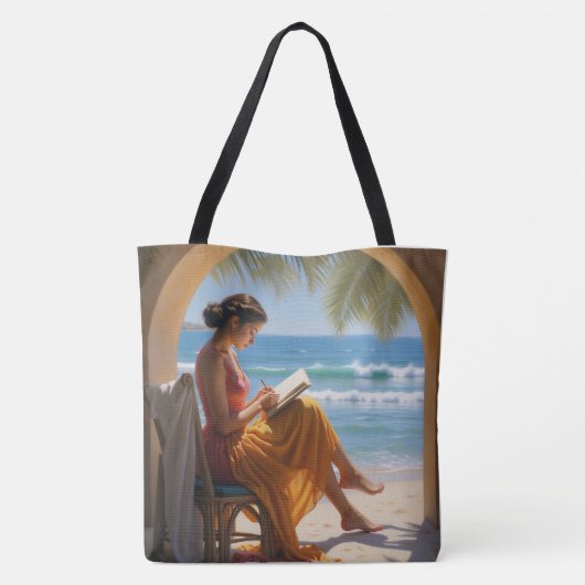 Custom Text Beachside Beauty Toag Tasche (Rückseite)