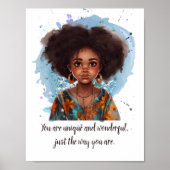 Custom Text Beautiful African American Girl Poster (Vorne)