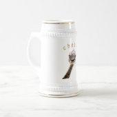Custom Text Beer Stein - Beifall mit Happy Ostrich Bierglas (Vorderseite Links)