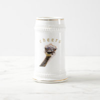 Custom Text Beer Stein - Beifall mit Happy Ostrich