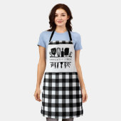 Custom Text Black and White Buffalo Karierte Küche Schürze (Getragen)