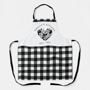 Custom Text Black and White Buffalo Karierte Küche Schürze
