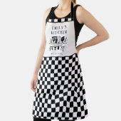Custom Text, Black and White Checker Plaid Kitchen Schürze (InSitu)