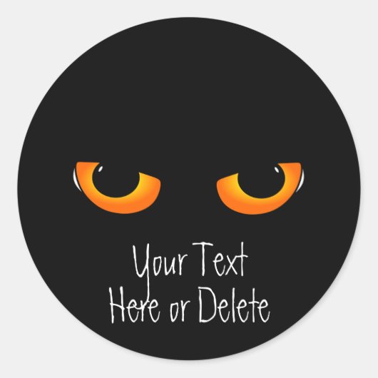 Custom Text Black Kitty Cat Golden Eyes Halloween Runder Aufkleber (Vorderseite)