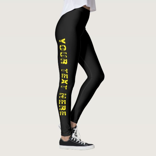 Custom Text Black Leggings for Stylish Comfort (Rechts)
