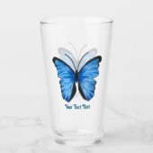 Custom Text Blue Butterfly Glas (Vorderseite)
