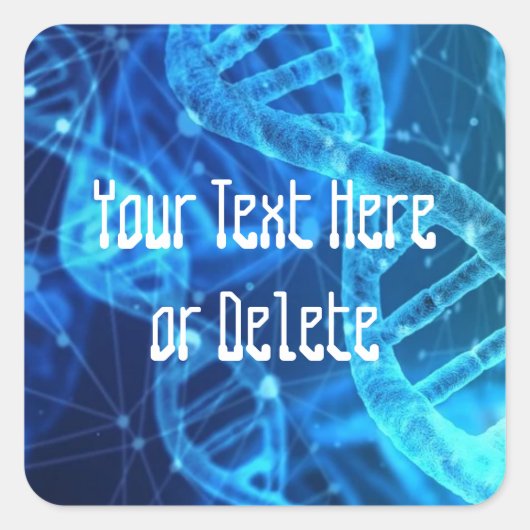 Custom Text Blue Double Helix DNA Strand Science Quadratischer Aufkleber (Vorderseite)