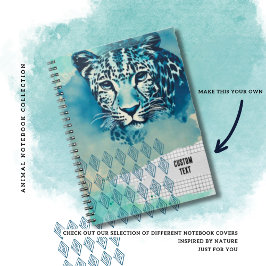 CUSTOM TEXT - Blue Leopard Notebook Journal Notizblock