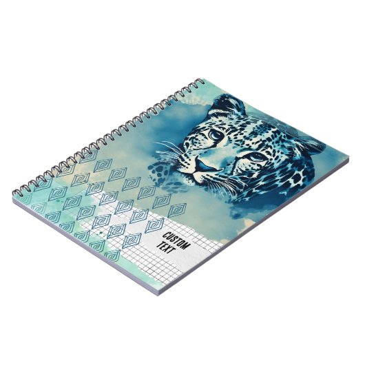 CUSTOM TEXT - Blue Leopard Notebook Journal Notizblock (Linke Seite)