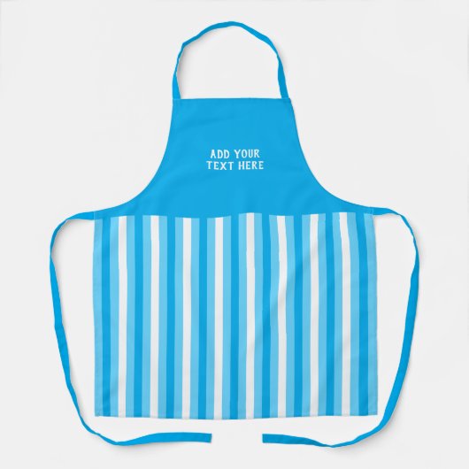 Custom text blue white striped  schürze (Vorderseite)