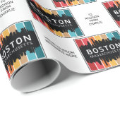 Custom Text Boston Massachusetts Geschenkpapier (Rolleneckpunkt)