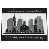 Custom Text Boston Massachusetts Große Geschenktüte (Vorderseite)