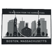 Custom Text Boston Massachusetts Große Geschenktüte (Rückseite)