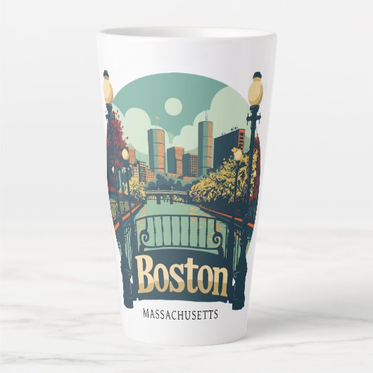 Custom Text Boston Massachusetts Milchtasse (Vorderseite)