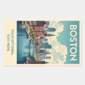 Custom Text Boston Massachusetts Rechteckiger Aufkleber (Vorderseite)