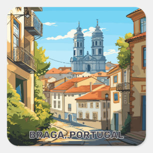Custom Text Braga Portugal Quadratischer Aufkleber
