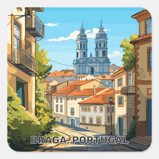 Custom Text Braga Portugal Quadratischer Aufkleber (Vorderseite)