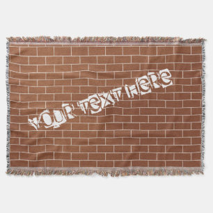 Custom Text Brick Wall Throw Blanket Brown Decke