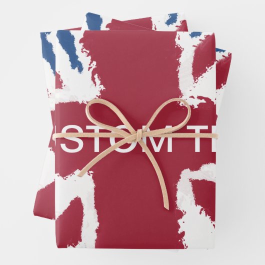 Custom Text British Union Jack Flag Art Heva Weva Geschenkpapier Set (Beispiel)