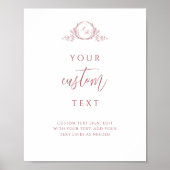 Custom Text Burgundy Script Monogram Wedding Sign Poster (Vorne)