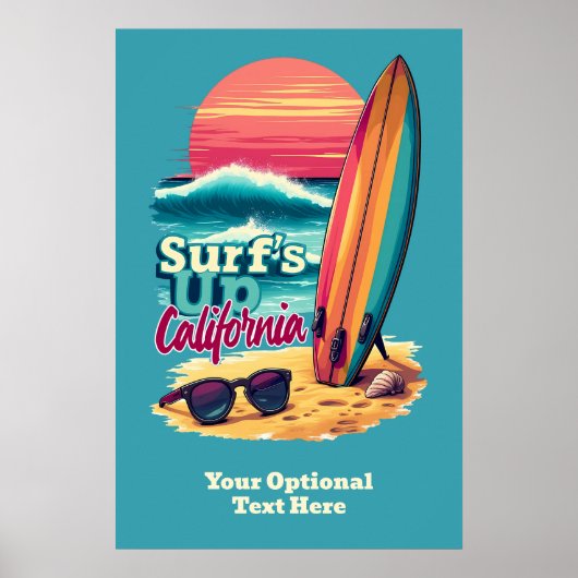 Custom Text California Surfing Poster (Vorne)