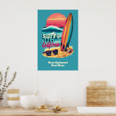 Custom Text California Surfing Poster (Küche)