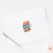 Custom Text California Surfing Runder Aufkleber (Umschlag)
