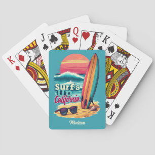 Custom Text California Surfing Spielkarten