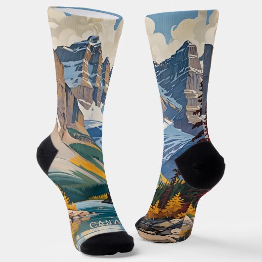 Custom Text Canada Travel Poster Socken (Gewinkelt)