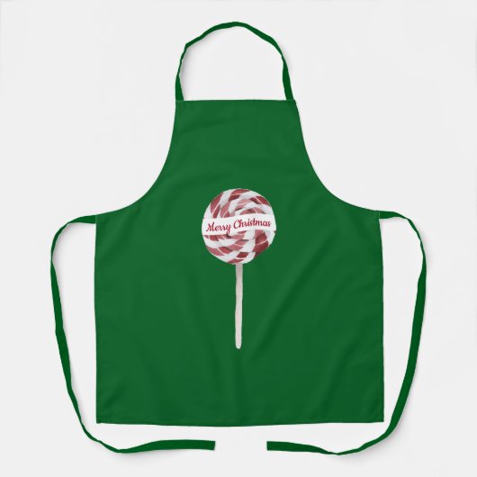 Custom Text Candy Cane Swirl Christmas Lollipop Schürze (Vorderseite)