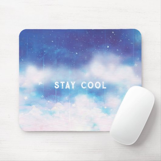 Custom Text Celestial Blue Nebel Mouse Pad Mousepad (Mit Mouse)