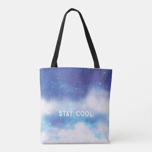 Custom Text Celestial Blue Neula Tote Bag Tasche (Rückseite)