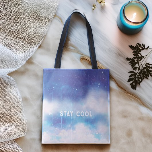 Custom Text Celestial Blue Neula Tote Bag Tasche