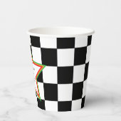 Custom Text, Checkered Graduation Party Paper Cups Pappbecher (Rückseite)