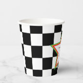 Custom Text, Checkered Graduation Party Paper Cups Pappbecher (Vorderseite)