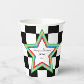 Custom Text, Checkered Happy Retirement Paper Cups Pappbecher (Links)