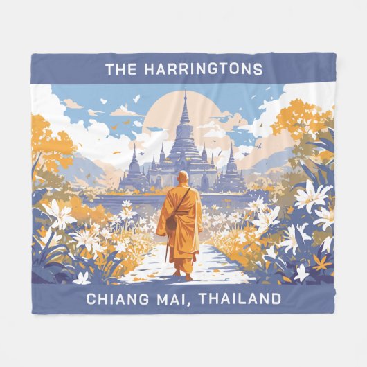Custom Text Chiang Mai Thailand Fleecedecke (Vorderseite (Horizontal))