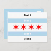 Custom Text Chicago Flag Blue Stripes Red Stars Postkarte (Vorne/Hinten)